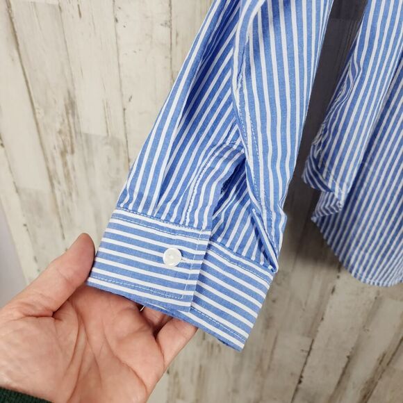 Jeans by Buffalo Striped Floral Button-Down Shirt Blue Red Size Large - Picture 7 of 9